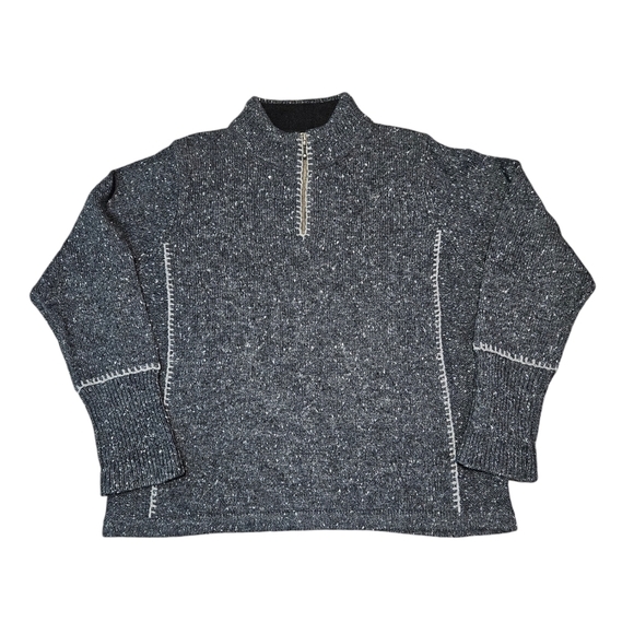 Woolrich Gray Flecked 1/4 Zip Wool Blend Sweater Size Large‎ Women's N84 - Picture 1 of 13